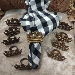 Lot of 10 Bronze Crown Napkin Holders
